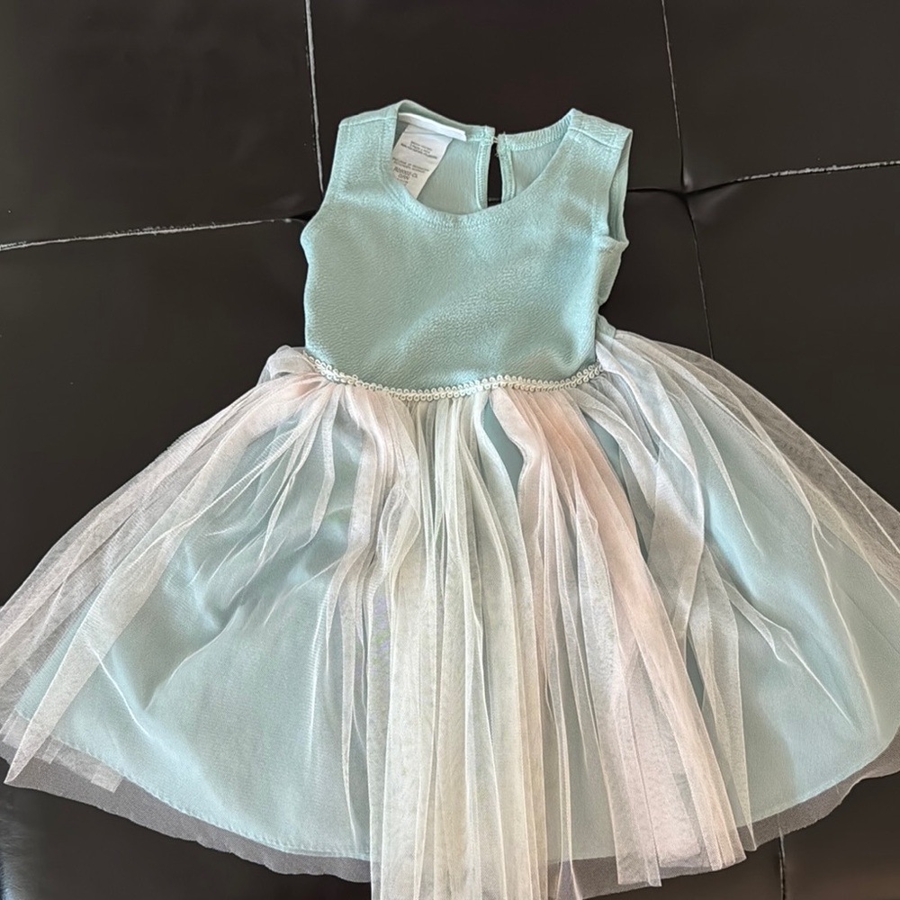 Mint Green Sleeveless Dress with Tulle Skirt